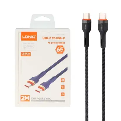 نمایش جزئیات کابل تبدیل USB-C به USB-C الدینیو مدل LC642C طول 2 متر