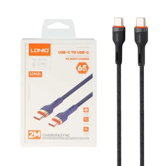 تصویر کابل تبدیل USB-C به USB-C الدینیو مدل LC642C طول 2 متر
