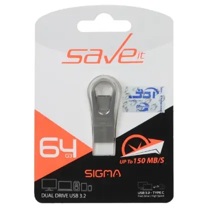 نمایش جزئیات فلش مموری سیو ایت مدل Sigma USB3.2 USB-C ظرفیت 64 گیگابایت