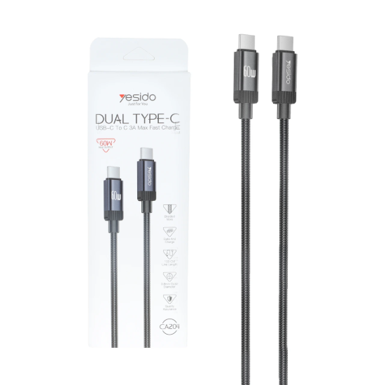 تصویر کابل تبدیل USB به USB-C یسیدو مدل CA204