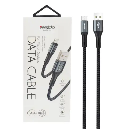 تصویر کابل تبدیل USB به MicroUSB یسیدو مدل CA94 طول 2 متر
