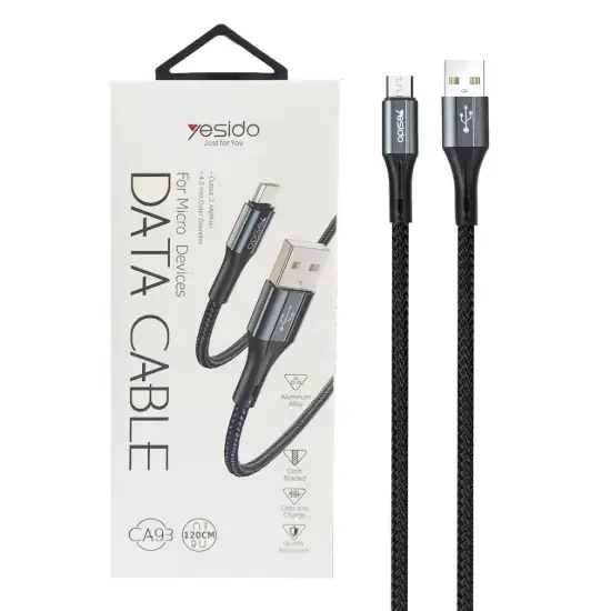 تصویر کابل تبدیل USB به MicroUSB یسیدو مدل CA93 طول 1.2 متر