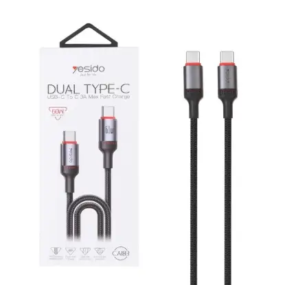 نمایش جزئیات کابل تبدیل USB-C به USB-C یسیدو مدل CA183 طول 2 متر