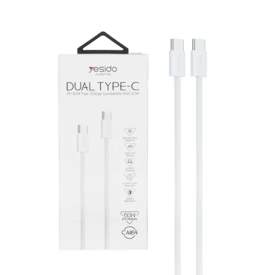 تصویر کابل تبدیل USB-C به USB-C یسیدو مدل CA164 طول 2 متر