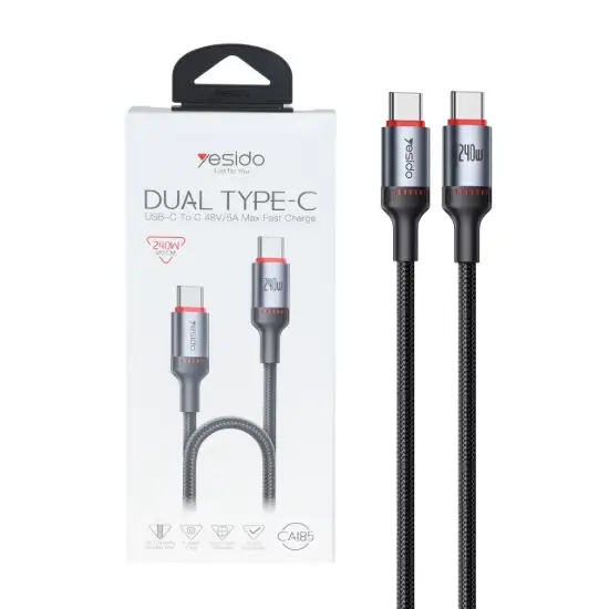 تصویر کابل تبدیل USB-C به USB-C یسیدو مدل CA185 طول 1.2 متر