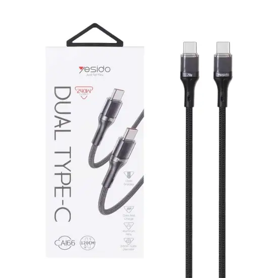 تصویر کابل تبدیل USB-C به USB-C یسیدو مدل CA166 طول 1.2 متر