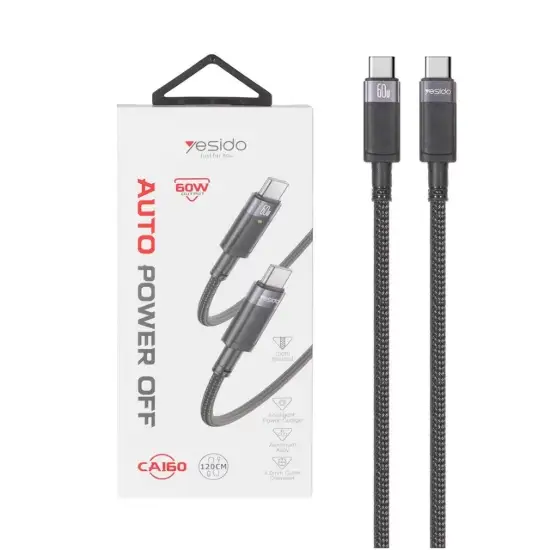 تصویر کابل تبدیل USB-C به USB-C یسیدو مدل CA160 طول 1.2 متر