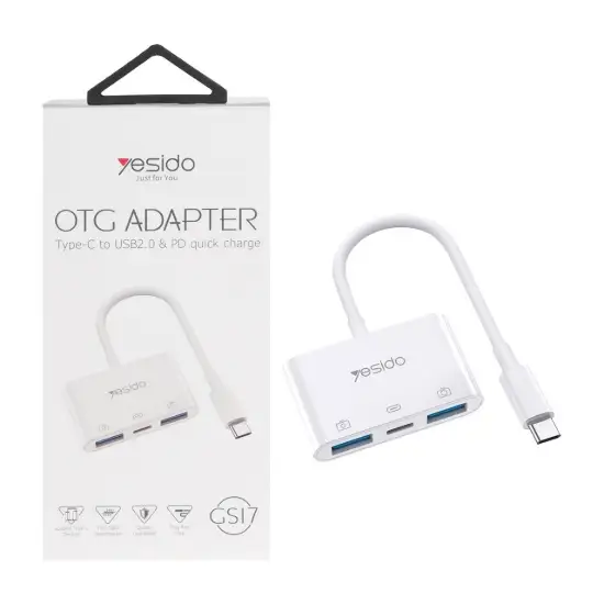 تصویر کابل تبدیل USB-C به USB-C/USB یسیدو مدل GS17