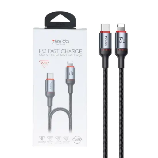 تصویر کابل تبدیل لایتنینگ به USB-C یسیدو مدل CA182 طول 1.2 متر