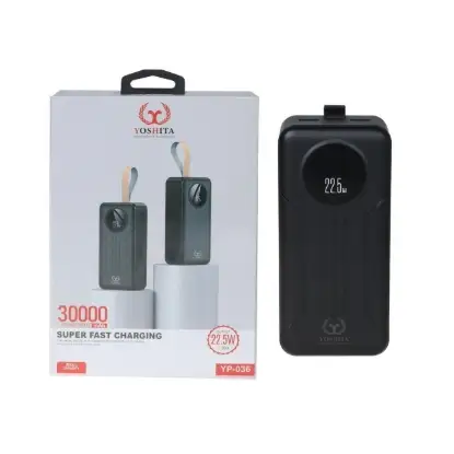 نمایش جزئیات پاوربانک یوشیتا 22.5 وات مدل YP-036 ظرفیت 30000 میلی آمپر ساعت