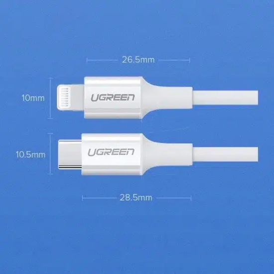 تصویر شارژر دیواری 20 وات تک پورت یوگرین مدل CD137 به همراه کابل شارژ لایتنینگ