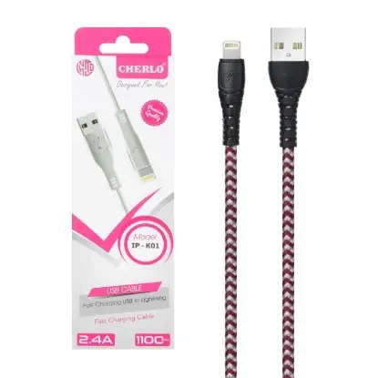 نمایش جزئیات کابل تبدیل USB به لایتنینگ چرلو مدل IP-K01 طول 1.1 متر