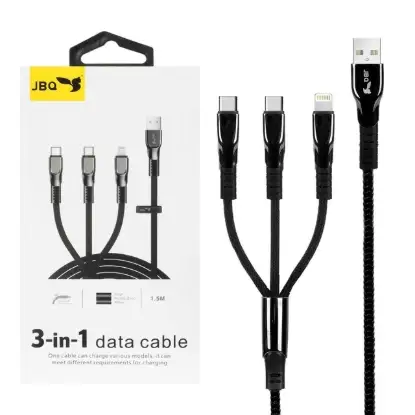 نمایش جزئیات کابل تبدیل USB به لایتنینگ / USB-C جی بی کیو مدل DT-U33 طول 1.5 متر