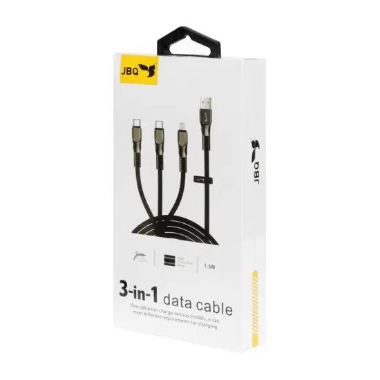 تصویر کابل تبدیل USB به لایتنینگ / USB-C جی بی کیو مدل DT-U33 طول 1.5 متر