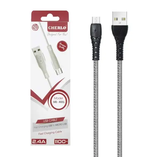 تصویر کابل تبدیل USB به MicroUSB  مدل V8-K01 به طول 1.1 متر
