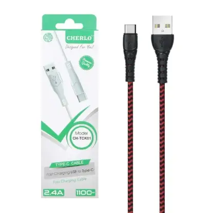 نمایش جزئیات کابل تبدیل USB به USB-C چرلو مدل CH-TCK01 به طول 1.1 متر