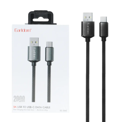 نمایش جزئیات کابل تبدیل USB به USB-C ارلدام مدل EC-183C طول 2 متر