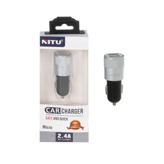 تصویر شارژر فندکی دو پورت نیتو مدل CC805 همراه کابل شارژ MicroUSB