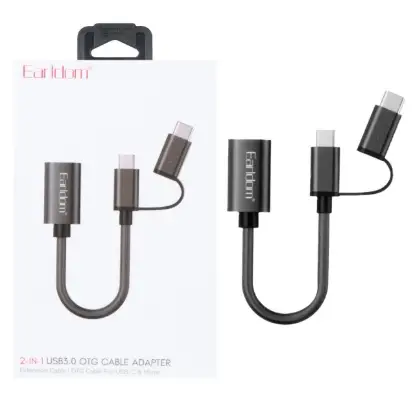 نمایش جزئیات کابل تبدیل USB3.0 به USB-C به microUSB ارلدام مدل OT84