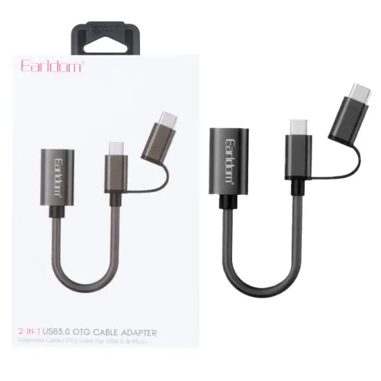 تصویر کابل تبدیل USB3.0 به USB-C به microUSB ارلدام مدل OT84