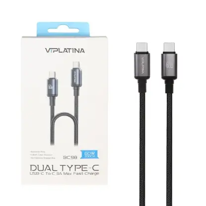 نمایش جزئیات کابل تبدیل USB-C به USB-C وی آِی پلاتینا مدل BC98 طول 2 متر