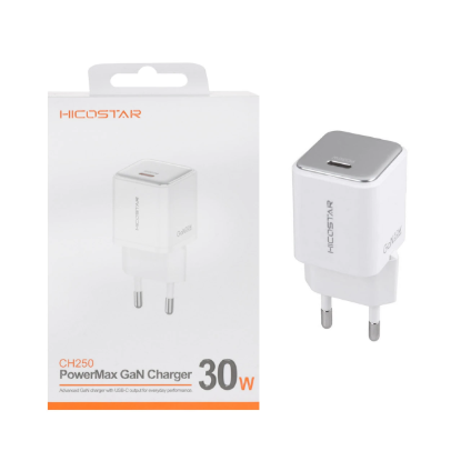 نمایش جزئیات شارژر دیواری 30 وات تک پورت هایکواستار مدل CH250 GaN