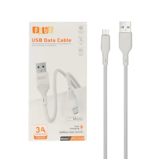 تصویر کابل تبدیل USB به MicroUSB پی کیو بی دی مدل PQ-C03M