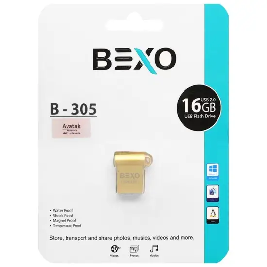 تصویر فلش مموری بکسو مدل  B-305 -USB2.0 ظرفیت 16 گیگابایت
