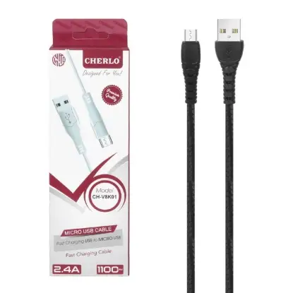 نمایش جزئیات کابل تبدیل USB به MicroUSB چرلو مدل V8-K01 طول 1.1 متر