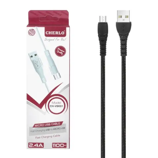 تصویر کابل تبدیل USB به MicroUSB چرلو مدل V8-K01 طول 1.1 متر