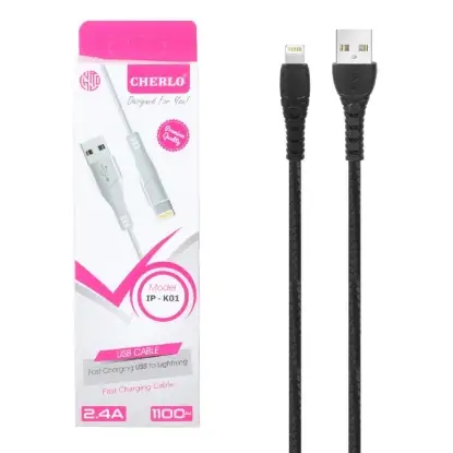 نمایش جزئیات کابل تبدیل USB به لایتنینگ چرلو مدل IP-K01 طول 1.1 متر