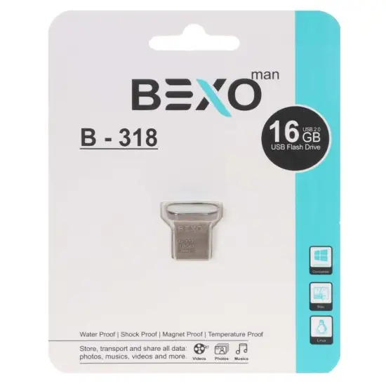 تصویر فلش مموری بکسو مدل  B-318 USB2.0 ظرفیت 16 گیگابایت