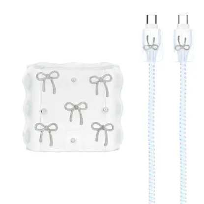 نمایش جزئیات ست عروسکی محافظ کابل و شارژر سامسونگ 25 وات طرح پاپیون