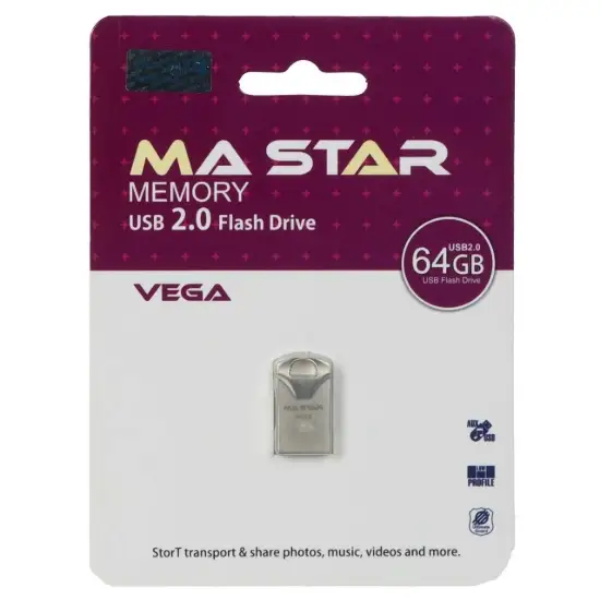تصویر فلش مموری ام ای استار USB 2.0 مدل Vega ظرفیت 64GB گیگابایت