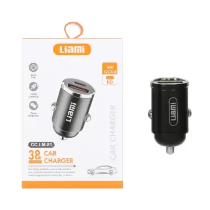 نمایش جزئیات شارژر فندکی لیامی 38 وات دو پورت مدل CC.LM-81