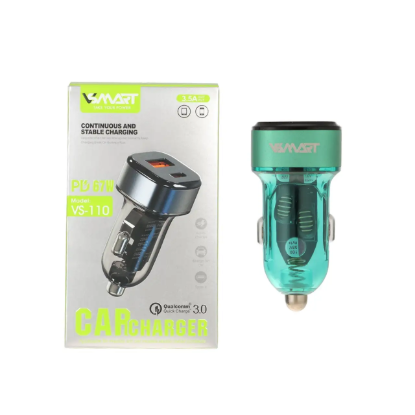 نمایش جزئیات شارژ فندکی 67 وات دو پورت مدل VS-110