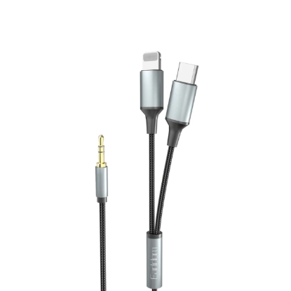 نمایش جزئیات کابل تبدیل AUX به لایتنینگ / USB-C ارلدام مدل ET-AUX71