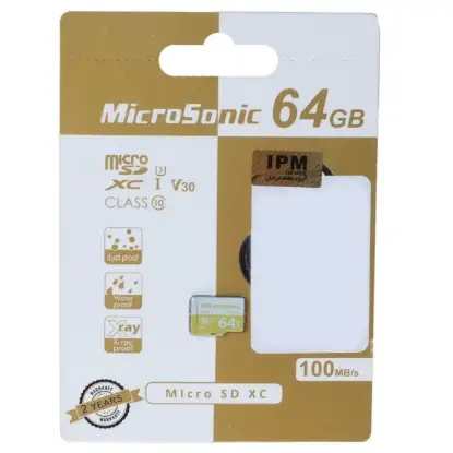 نمایش جزئیات کارت حافظه microSDXC میکروسونیک مدل 533X-A1 کلاس 10 استاندارد UHS-I U3 سرعت 100MBps ظرفیت 64 گیگابایت