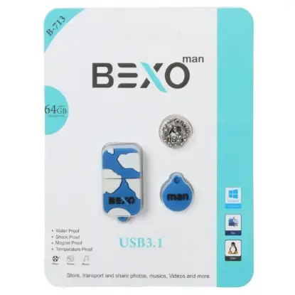 نمایش جزئیات فلش مموری بکسو مدل B-713 USB3.1 ظرفیت 64 گیگابایت