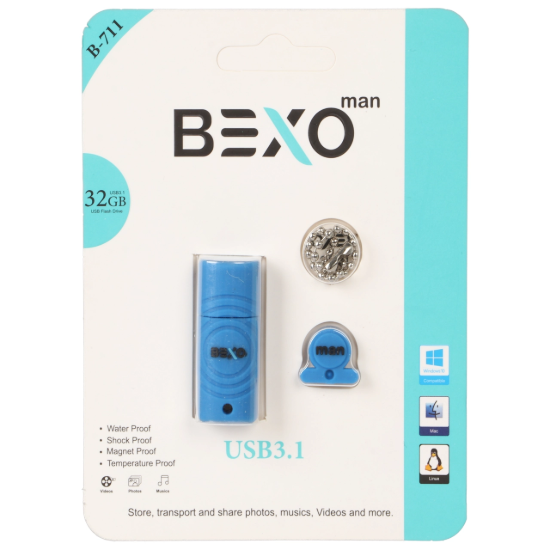 تصویر فلش مموری بکسو مدل B-711 USB3.1 ظرفیت 32 گیگابایت