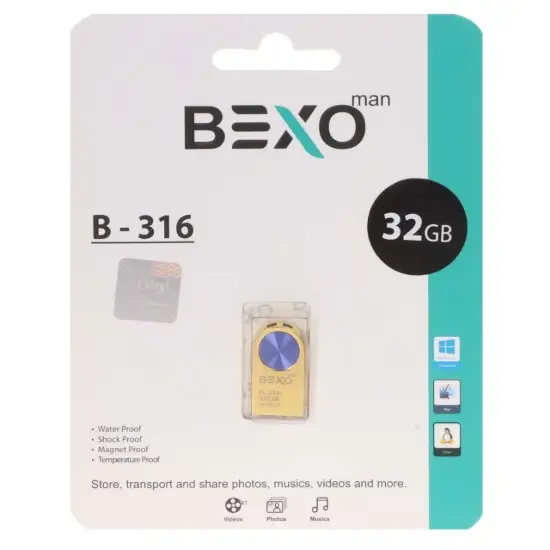 تصویر فلش مموری بکسو مدل  B-316 USB2.0 ظرفیت 32 گیگابایت