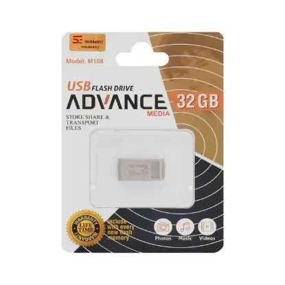 نمایش جزئیات فلش مموری ادونس مدل M108 USB2.0 ظرفیت 32GB گیگابایت