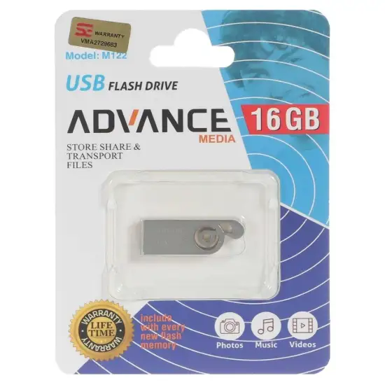 تصویر فلش مموری ادونس مدل M122 USB2.0 ظرفیت 16GB گیگابایت