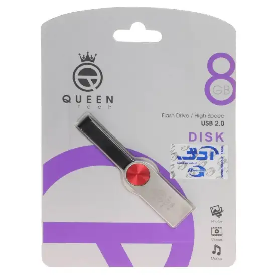 تصویر فلش مموری کوئین تک مدل Queen DISK USB2.0 ظرفیت 8GB گیگابایت