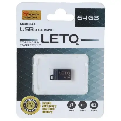 نمایش جزئیات فلش مموری لتو مدل Fix L12 USB2.0 ظرفیت 64 گیگابایت