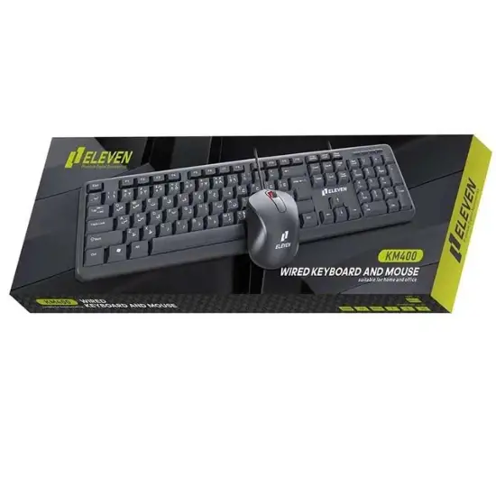 تصویر کیبورد و ماوس با سیم الون مدل KM400