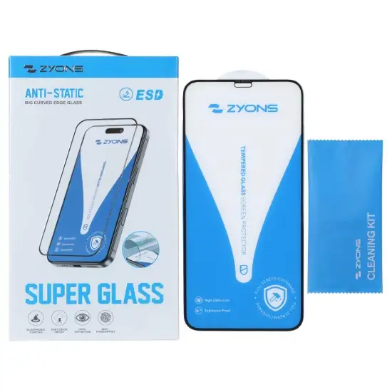 تصویر گلس گوشی موبایل شیشه ای زیونس مدل Full Cover ESD Anti Static