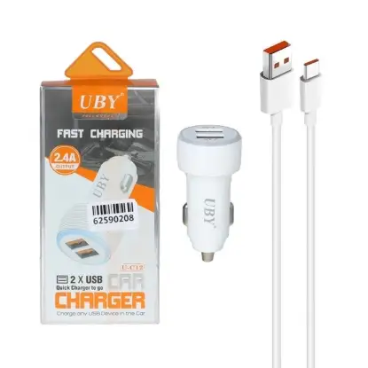 نمایش جزئیات شارژر فندکی دو پورت مدل U-C12 همراه کابل شارژ USB به USBC