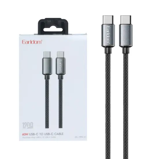تصویر کابل تبدیل USB-C به USB-C ارلدام مدل EC-199C-C طول 1.2 متر