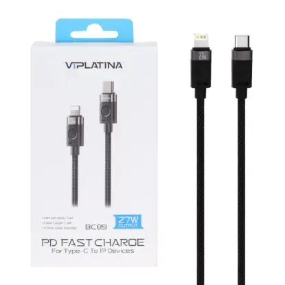 نمایش جزئیات کابل تبدیل USB-C به لایتنینگ وی آِی پلاتینا مدل BC89